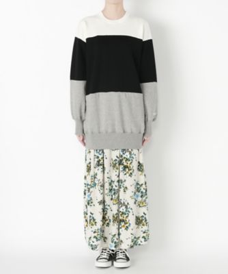 【SALE（三越）】＜Americana/アメリカーナ＞ 別注切替花ベロアワンピース(ASO-208 IS) WHT/BLK/T. 【三越・伊勢丹/公式】