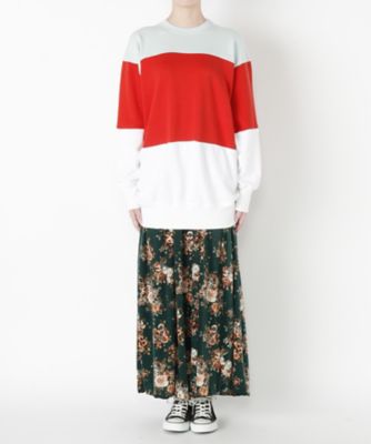 【SALE（三越）】＜Americana/アメリカーナ＞ 別注切替花ベロアワンピース(ASO-208 IS) SAX/TOMATO 【三越・伊勢丹/公式】