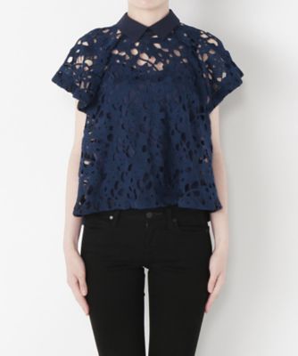 ＜レキサミ/REKISAMI＞ レースプルオーバー(RTー64334) Navy 【三越・伊勢丹/公式】