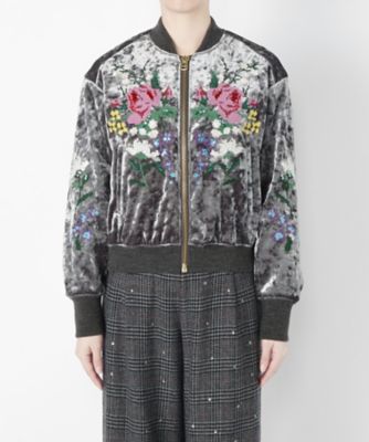 ＜MUVEIL/ミュベール＞ クロスステッチ刺繍ブルゾン(MA73ESH002) gray 【三越・伊勢丹/公式】
