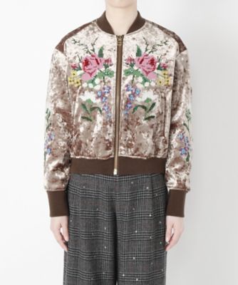 ＜MUVEIL/ミュベール＞ クロスステッチ刺繍ブルゾン(MA73ESH002) brown 【三越・伊勢丹/公式】