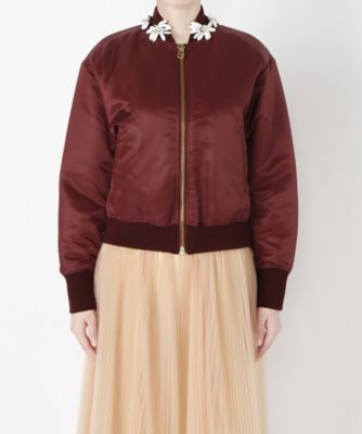 ＜MUVEIL/ミュベール＞ マーガレット刺繍ナイロンブルゾン(MA73FJK006) bordeaux 【三越・伊勢丹/公式】