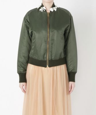 ＜MUVEIL/ミュベール＞ マーガレット刺繍ナイロンブルゾン(MA73FJK006) khaki 【三越・伊勢丹/公式】