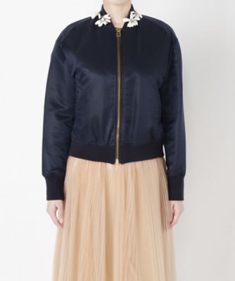 ＜MUVEIL/ミュベール＞ マーガレット刺繍ナイロンブルゾン(MA73FJK006) navy 【三越・伊勢丹/公式】