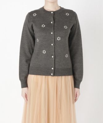 ＜MUVEIL/ミュベール＞ 鳥刺繍ニットカーディガン(MA73KCD003) charcoal 【三越・伊勢丹/公式】