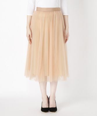＜MUVEIL/ミュベール＞ チュールプリーツスカート(MW73FS003) pink beige 【三越・伊勢丹/公式】