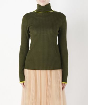 ＜MUVEIL/ミュベール＞ ラインリブタートル(MW73KSW011) khaki 【三越・伊勢丹/公式】