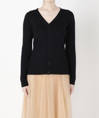 ＜MUVEIL/ミュベール＞ ワイドリブVネックカーディガン(MW73KCD005) navy 【三越・伊勢丹/公式】