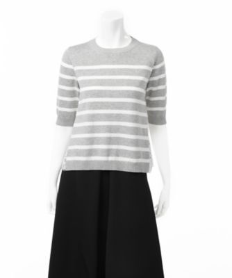 【SALE（三越）】＜ミュベール ワーク/MUVEIL WORK＞ ボーダーxレースコンビプルオーバー(MW52KSW003) グレー/シロ 【三越・伊勢丹/公式】
