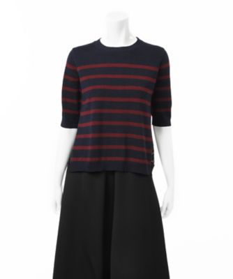【SALE（三越）】＜ミュベール ワーク/MUVEIL WORK＞ ボーダーxレースコンビプルオーバー(MW52KSW003) ネイビー/アカ 【三越・伊勢丹/公式】