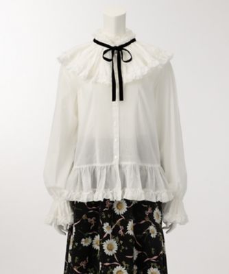 ＜ピンクハウス＞ x<G.V.G.V.>x<ももいろクローバーZ> ラッフルカラーブラウス(A2176FB903) 【三越・伊勢丹/公式】