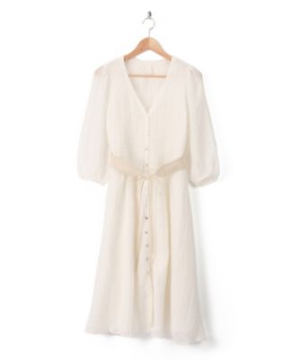 【SALE（伊勢丹）】＜ロザリームーン/Rosary moon＞ &starf;別注シャーリングドレス(17RS-1116) OFF WHITE 【三越・伊勢丹/公式】