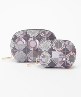 ＜THE SOUVENIR SHOP＿ANNA SUI＞ プレート柄 合皮ラウンドポーチ 2個セット(80320087) グレー(70) 【三越・伊勢丹/公式】
