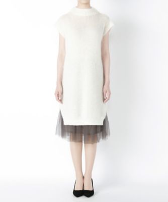 【SALE（伊勢丹）】＜SACRA/サクラ＞ チュールスカート付きニットドレス(SG141011) ホワイト 【三越・伊勢丹/公式】
