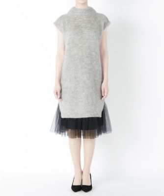 【SALE（伊勢丹）】＜SACRA/サクラ＞ チュールスカート付きニットドレス(SG141011) ライトグレー 【三越・伊勢丹/公式】
