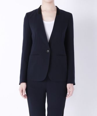 【SALE（三越）】＜T．G．I．F．READY FOR THE WEEKEND＞ ノーカラージャケット(JKCWLM0152) ネイビーxブラック 【三越・伊勢丹/公式】