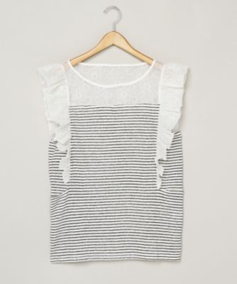 【SALE（伊勢丹）】＜バウムウンドヘルガーデン/BAUM UND PFERDGARTEN＞ 大きいサイズ ELYSSAノースリーブプルオーバー(12479-8162)(クローバー) バニラxブラック 【三越・伊勢丹/公式】