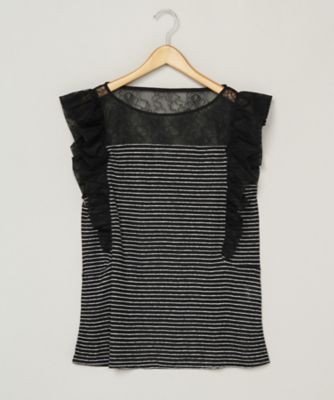 【SALE（伊勢丹）】＜バウムウンドヘルガーデン/BAUM UND PFERDGARTEN＞ 大きいサイズ ELYSSAノースリーブプルオーバー(12479-8162)(クローバー) ブラックxバニラ 【三越・伊勢丹/公式】