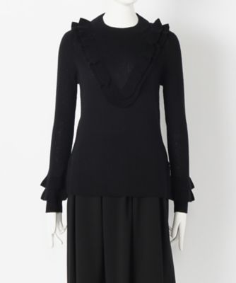 【SALE（伊勢丹）】＜ヴゼット/VOUS ETES＞ 大きいサイズ OMI ラッフルニットプルオーバー(VOK15930)(クローバー) ブラック(black) 【三越・伊勢丹/公式】