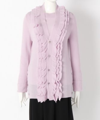 【SALE（伊勢丹）】＜ヴゼット/VOUS ETES＞ 大きいサイズ OMI ラッフルニットカーディガン(VOK16930)(クローバー) ピンク(pink) 【三越・伊勢丹/公式】