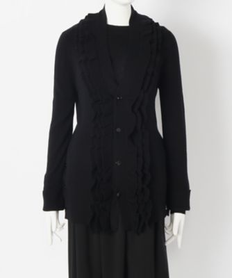 【SALE（伊勢丹）】＜ヴゼット/VOUS ETES＞ 大きいサイズ OMI ラッフルニットカーディガン(VOK16930)(クローバー) ブラック(black) 【三越・伊勢丹/公式】