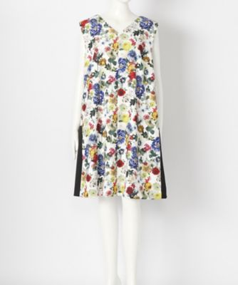 【SALE（伊勢丹）】＜FLICKA/フリッカ＞ 大きいサイズ OMI 花柄ブロックドレス(FL-07OP-16AW)(クローバー) ブラウン(brown) 【三越・伊勢丹/公式】