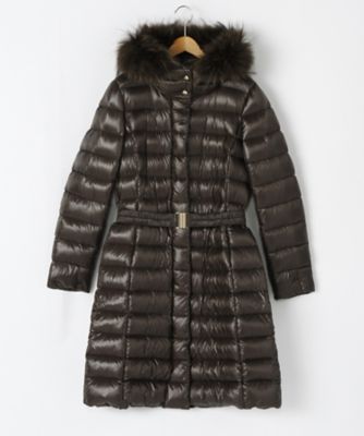 ＜ヘルノ/HERNO＞ 大きいサイズ ファー付光沢ダウンコート(PI0484D)(クローバー) ブラウン(8993) 【三越・伊勢丹/公式】