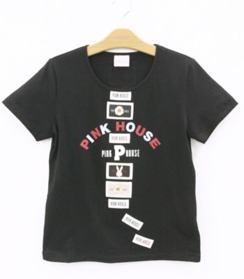 ＜PINK HOUSE/ピンクハウス＞ &starf;ロゴ・ネーム使いTシャツ(A2173UTS013) クロ(1) 【三越・伊勢丹/公式】