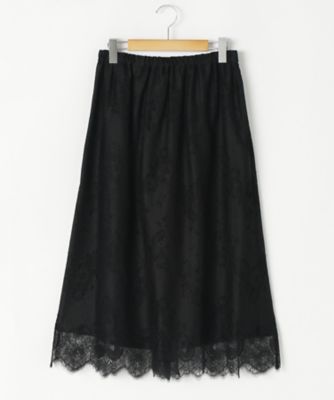 ＜SACRA/サクラ＞ 大きいサイズ INSET LACEスカート(117611121)(クローバー) ブラック(990) 【三越・伊勢丹/公式】