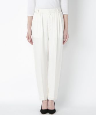 【SALE（伊勢丹）】＜T.G.I.F. READY FOR THE WEEKEND./ティージーアイエフ レディ フォー ザ ウィークエンド＞ x<TARO HORIUCHI>サテンWタックパンツ(1604-P01-552) ホワイト 【三越・伊勢丹/公式】