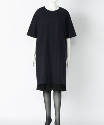 ＜ルウナミウ＞ 大きいサイズ 裾プリ-ツワンピ-ス(YCL-015 )(クローバー) ネイビー(75) 【三越・伊勢丹/公式】