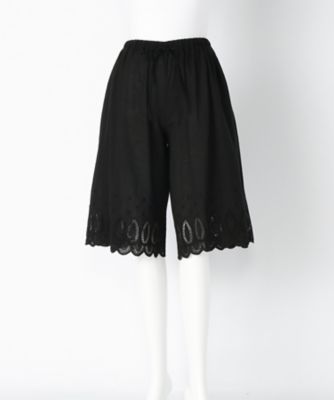 ＜リントゥラウル＞ 大きいサイズ スカラップ刺繍ワイドパンツ(LNT-094 )(クローバー) ブラック(05) 【三越・伊勢丹/公式】
