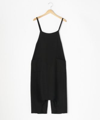 ＜リントゥラウル＞ 大きいサイズ エプロンサロペットパンツ(LNT-181)(クローバー) ブラック 【三越・伊勢丹/公式】