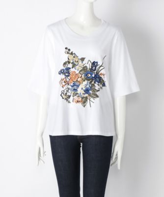 ＜スーパーハッカ フィーユ/super hakka feuille＞ 大きいサイズ アンティークフラワーTシャツ(16955473)(クローバープラス) ホワイト(19) 【三越・伊勢丹/公式】
