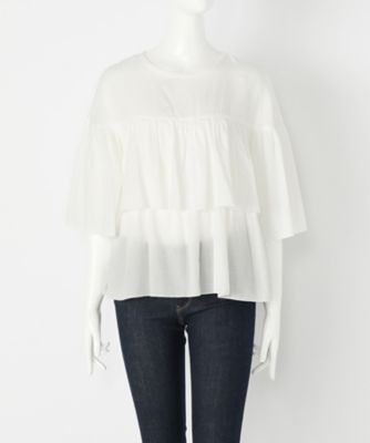 ＜TEEE(ティー)＞ ボイルワッシャーティアードブラウス(18152371)(スモールサイズ) ホワイト(19) 【三越・伊勢丹/公式】