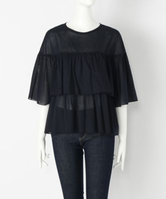 ＜TEEE(ティー)＞ ボイルワッシャーティアードブラウス(18152371)(スモールサイズ) ネイビー(61) 【三越・伊勢丹/公式】