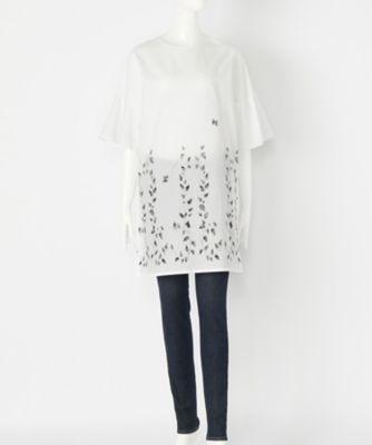 ＜TEEE(ティー)＞ 大きいサイズ ビンテージクロスアイビープリントロングブラウス(18151171)(クローバー) ホワイト(19) 【三越・伊勢丹/公式】