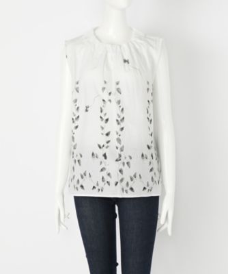 ＜TEEE(ティー)＞ ビンテージクロスアイビープリントノースリーブブラウス(18151371)(スモールサイズ) ホワイト(19) 【三越・伊勢丹/公式】