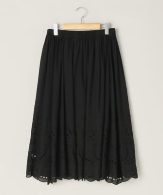＜リントゥラウル＞ 大きいサイズ スカラップレーススカート(LNT-345)(クローバー) ブラック 【三越・伊勢丹/公式】