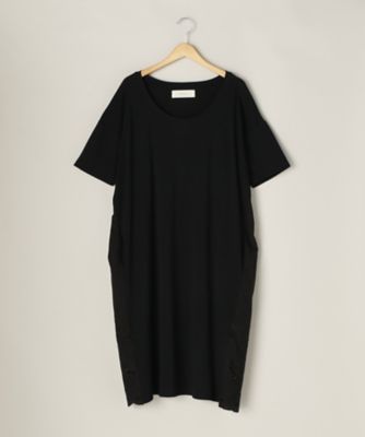 ＜リントゥラウル＞ 大きいサイズ スカラップレースワンピース(LNT-343)(クローバー) ブラック 【三越・伊勢丹/公式】