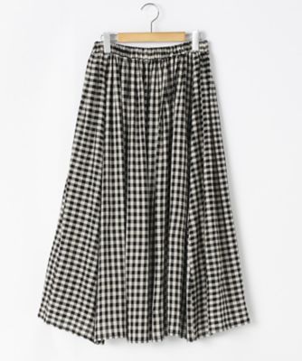 ＜リントゥラウル＞ 大きいサイズ ギャザーしぼりチェックスカート(LNT-211)(クローバー) ブラック 【三越・伊勢丹/公式】