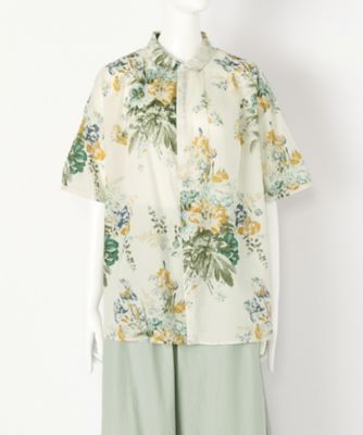 ＜スーパーハッカ フィーユ/super hakka feuille＞ 大きいサイズ アイリスブーケプリントブラウス(16151673)(クローバー) キナリ(21) 【三越・伊勢丹/公式】