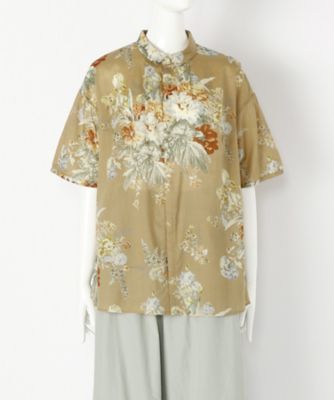 ＜スーパーハッカ フィーユ/super hakka feuille＞ 大きいサイズ アイリスブーケプリントブラウス(16151673)(クローバー) キャメル(32) 【三越・伊勢丹/公式】