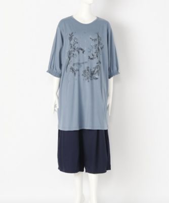 ＜スーパーハッカ フィーユ/super hakka feuille＞ 大きいサイズ フレグランスフラワープリントロングTシャツ(16920673)(クローバー) ブルー(60) 【三越・伊勢丹/公式】