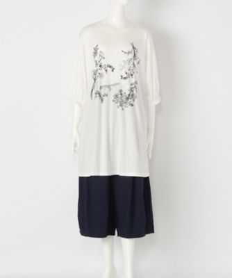 ＜スーパーハッカ フィーユ/super hakka feuille＞ 大きいサイズ フレグランスフラワープリントロングTシャツ(16920673)(クローバー) ホワイト(19) 【三越・伊勢丹/公式】