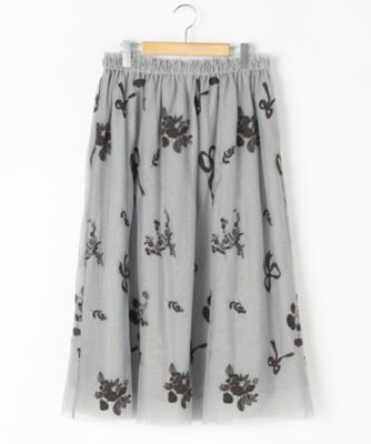 ＜スーパーハッカ フィーユ/super hakka feuille＞ 大きいサイズ 30th企画オリジナルフラワー刺繍入りチュールスカート(16170073)(クローバー) リボンフラワー(80) 【三越・伊勢丹/公式】