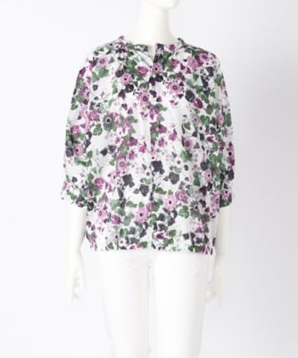 ＜TEEE(ティー)＞ 大きいサイズ ビンテージクロスフラワーアイビープリントシャツブルゾン(18150273)(クローバー) ホワイト(19) 【三越・伊勢丹/公式】