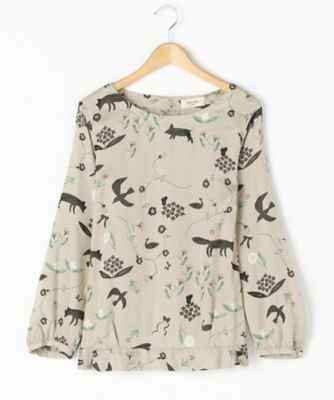 ＜スーパーハッカ フィーユ/super hakka feuille＞ 大きいサイズ 秋の庭園プリントブラウス(16151773)(クローバー) ベージュ(31) 【三越・伊勢丹/公式】