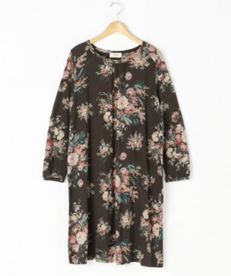 ＜スーパーハッカ フィーユ/super hakka feuille＞ 大きいサイズ ビンテージアンティークビッグフラワープリントワンピース(16921573)(クローバー) ブラウン(30) 【三越・伊勢丹/公式】