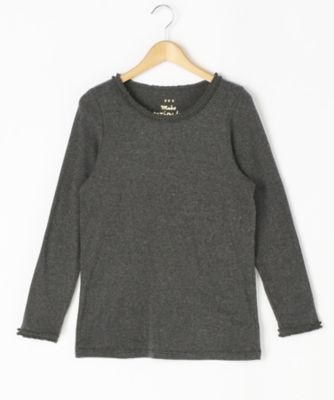 ＜スーパーハッカ フィーユ/super hakka feuille＞ 大きいサイズ フライスレース付長袖カット アンド ソーン(16950273)(クローバー) チャコール(82) 【三越・伊勢丹/公式】